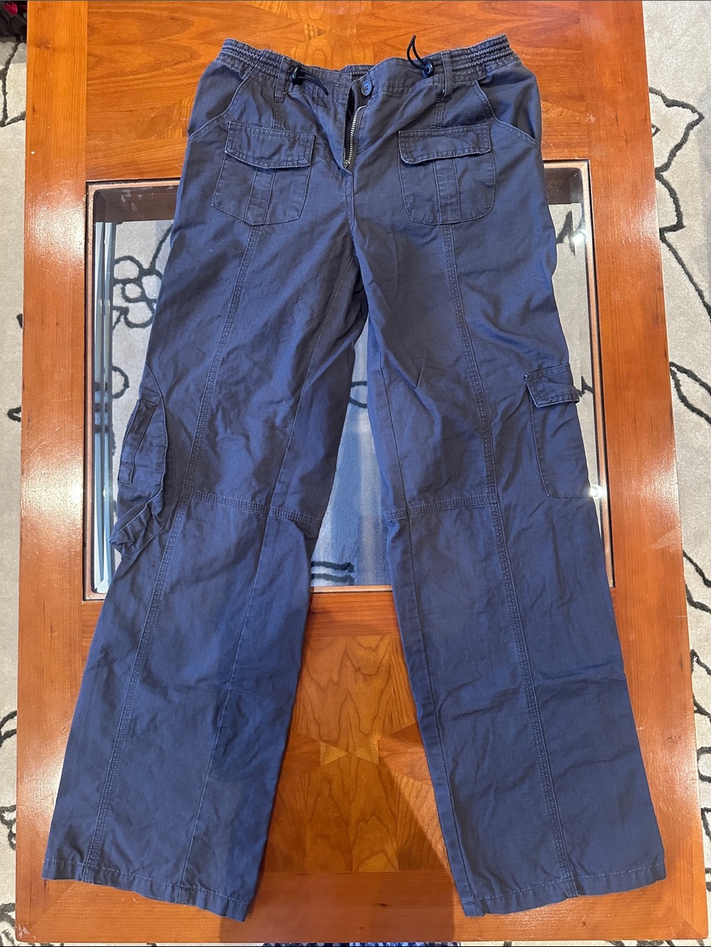 Brandy Melville Dark Grey Low-rise Cargo Pants with Drawstring waist
